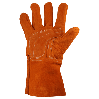 Guantes de Carnaza Largo/ Refuerzo en Palma / Resistente a Abrasión y Temperaturas Moderadas.