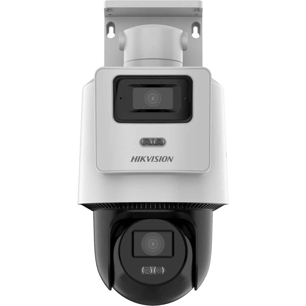 Cámara PTZ TandemVu 4 MP + 4 MP / Lentes 2.8 mm + 8 mm / Dual Light IR + Blanca 30 m / IP66  / Audio Bidireccional