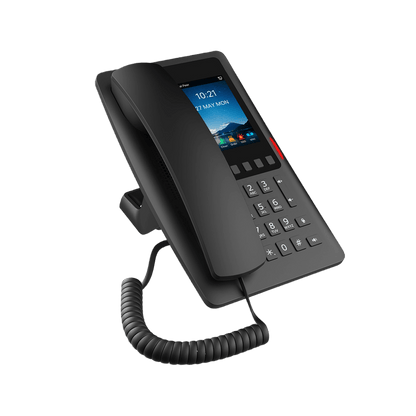 Teléfono IP Hotelero Wi-Fi 6 / Pantalla IPS 3.5" 320x480 / 2 Líneas SIP / 5 Teclas Programables / Puerto USB-A / PoE 802.3af / Audio HD / Diseño Negro