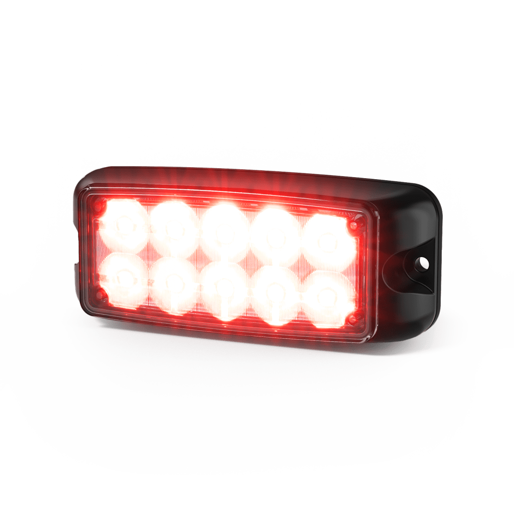 Luz de Advertencia de 5X2" 10 LED, Rojo/Azul, Bisel Negro, Lente Transparente