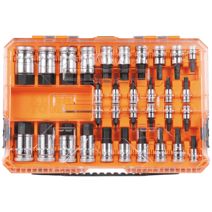 Juego de Dados Moleteados / SAE-Métrico-Hex-Torx® / 13 Piezas por Set / Acabado Moleteado para Mejor Agarre / Marcado en Relieve / Incluye Llaves Cuadradas