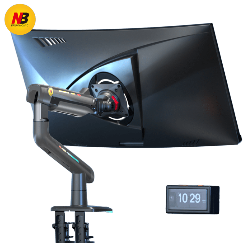 Soporte Mecánico Gaming NB F5 | Monitores de 32" a 60" | Vesa 75 x 75, 100 x 100 | Carga 2-20 kg | Iluminación RGB | Sistema de Resorte de Alta Precisión