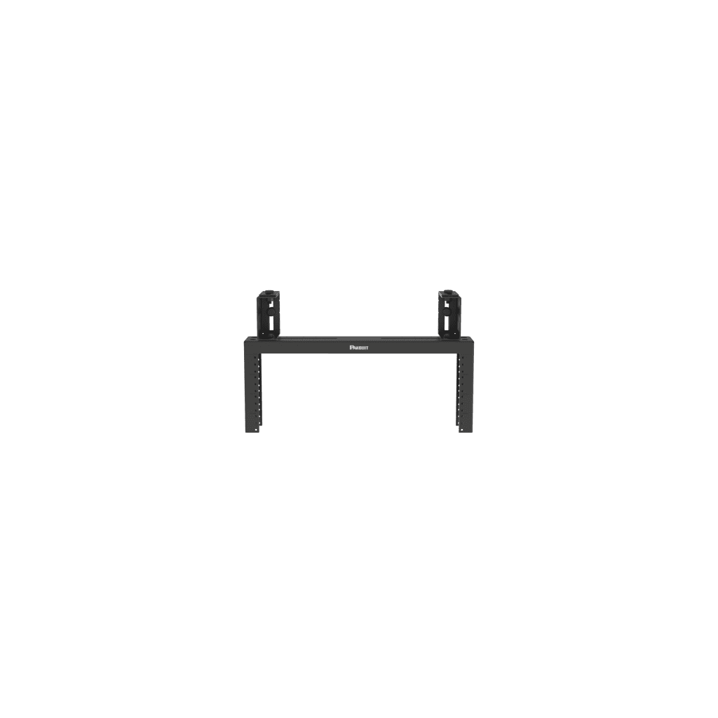 Rack de Distribución Aéreo de 2 Postes PanZone®, Rieles Roscados #12-24, de 4 UR, Color Negro