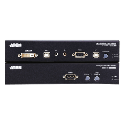 Extensor KVM DVI | Transmisión por Fibra Óptica | Distancia hasta 600 m | Resolución 1920x1200 a 60 Hz | Señales RS-232 y USB