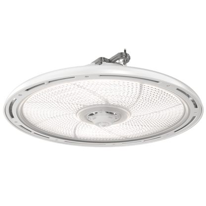 Luminaria LED High Bay Redonda REBL / 24,000-30,000 Lúmenes / Óptica Micro-Prisma Patentada / UGR Ultra Bajo / IK10 IP66 NEMA 4X / Temperatura 3500K-4000K-5000K Switchable / UVOLT 120-347V / Color Blanco.