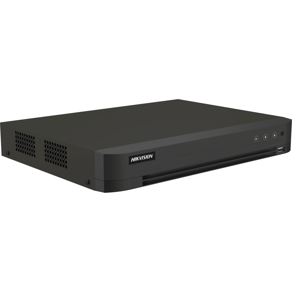 DVR 16 Canales TURBOHD + 16 Canales IP / 8 Megapixel (4K) / Audio Bidireccional / ACUSENSE / Audio Bidireccional / 1 Bahía de Disco Duro / Salida de Video en Full HD / H.265+