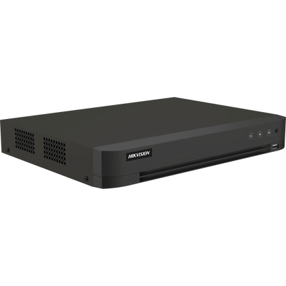 DVR 16 Canales TURBOHD + 16 Canales IP / 8 Megapixel (4K) / Audio Bidireccional / ACUSENSE / Audio Bidireccional / 1 Bahía de Disco Duro / Salida de Video en Full HD / H.265+