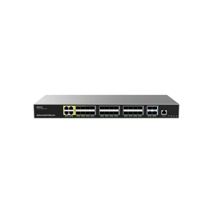 Switch de Agregación Capa 3 / 4 Puertos Gigabit Ethernet / 24 Puertos Gigabit SFP / 4 Puertos 10Gigabit SFP+ / QoS Integrada / Soporte IPv6 e IPv4 / Seguridad Avanzada / Stacking /