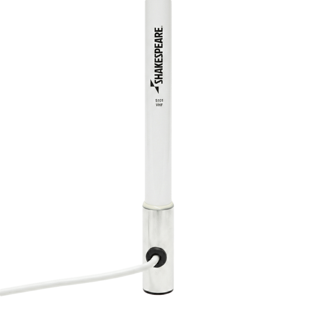 Antena Marina VHF de Fibra de Vidrio / Para Uso en Embarcaciones / Ganancia de 6 dB / 50 Watts / Base de Acero Inoxidable