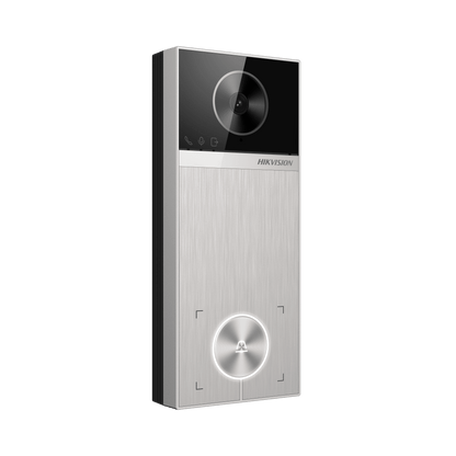 Videoportero / 4 Megapixel / Ángulo de Visión 150° / Control de 2 Cerraduras / Desbloqueo por Tarjeta, Hik-Connect y Estación Interior / IP65 / PoE IEEE802.3at / Compatibilidad ONVIF / H.265