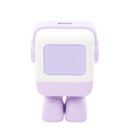 Cargador Mini GaNRobot 30W serie UNO | 1 USB-C de Carga Rápida | Tecnología GaN II | Multiprotocolo PD/QC/SCP/FCA | Carga Inteligente | Pantalla LED | Zapato Magnético Extraíble | Thermal Guard | Color Lila.