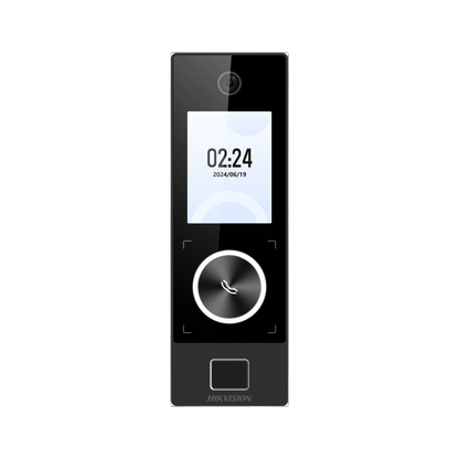 Terminal Facial Min Moe WiFi & PoE con Botón de Llamada y LECTOR DE HUELLA / Exterior IP65 / Tarjetas Virtuales Bluetooth con HikConnect Teams / 1000 Rostros y 3,000 Huellas / HIK-IA