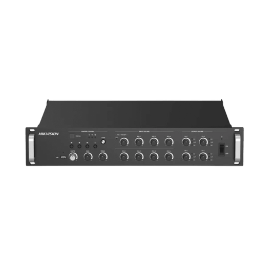Amplificador de Red |  4 Zonas de 250W | 100V/70v | Calendarización de eventos | Biblioteca de Materiales de Audio | Entrada de Alarma | Hik-Connect /Hikcentral profesional