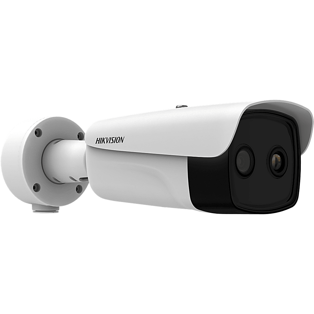 (HIKMICRO) Bala IP Bi-Espectral / Térmica (384 X 288 / 9.7 mm) / Óptico (4 MP / 6.4 mm) / IA GUANLAN / Rango: -20°C a 150°C / 8°C Tolerancia / Detección de Fuego y Humo / Alarma Visual y Audible / Dual Light / PoE / Antico