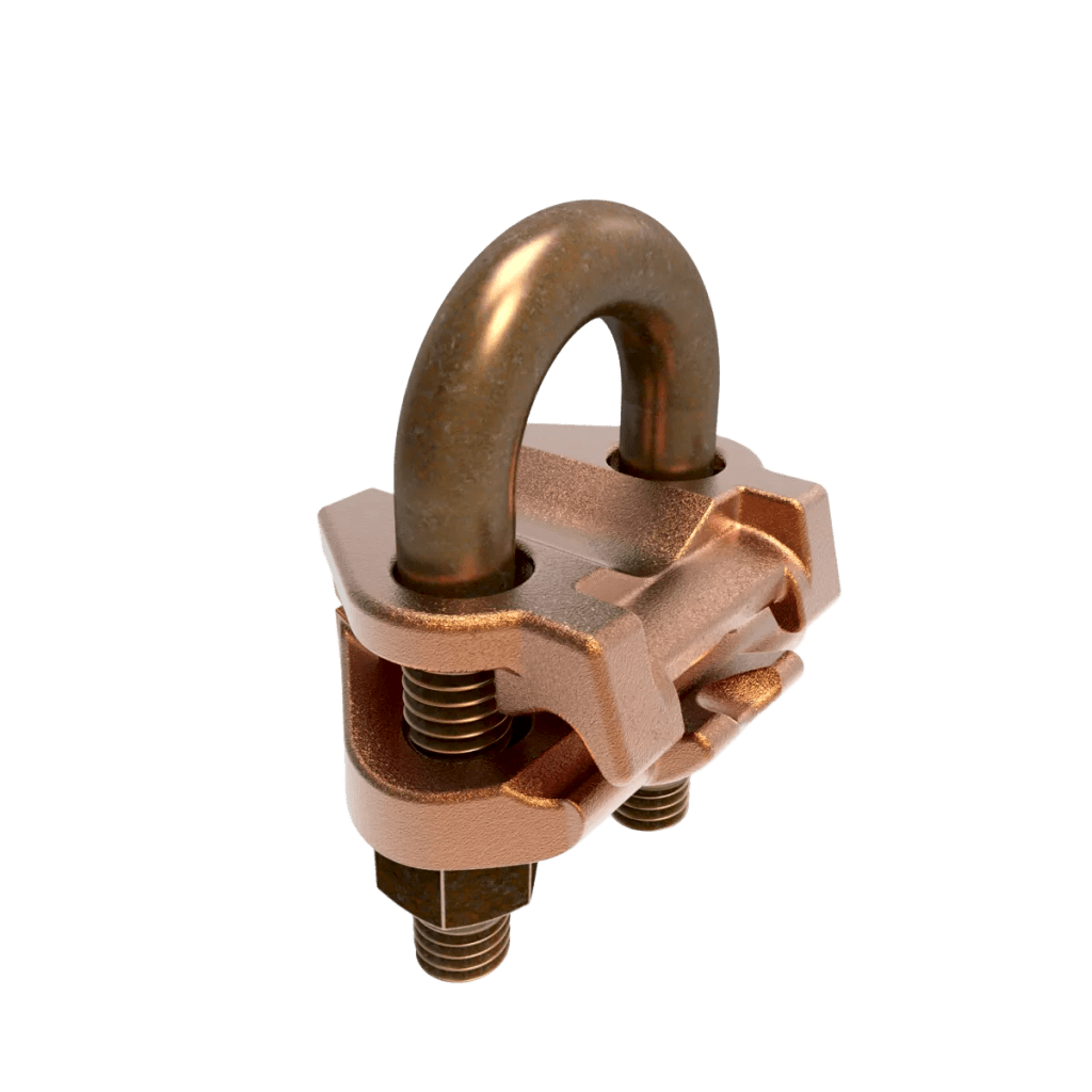 Conector Mecánico para Cable Calibre 4 a 2/0 AWG / Paralelo o 90° Grados a Tubo de 1 1/4" o Varilla  de 1 3/8" - 1 1/2".