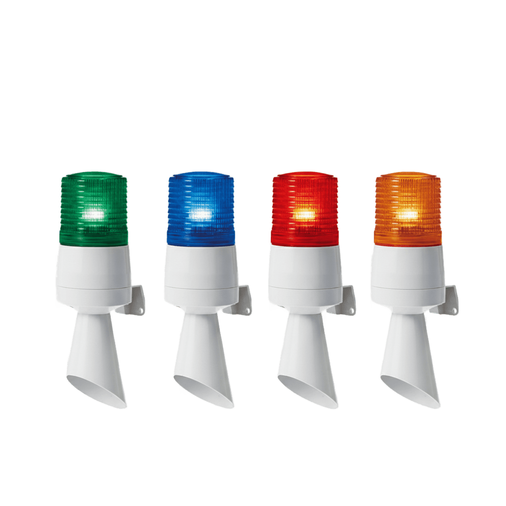 Luz LED con patrones de destello fijo y destellante con buzzer incorporado de alto volumen Máx. 95 dB color Azul 24 VCD