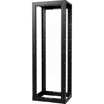 Rack de Cuatro Postes Estándar de 19", Rieles Con Orificio Para Tuerca Enjaulada, Profundidad Ajustable de 23 a 42 in, 45 Unidades de Rack, Color Negro