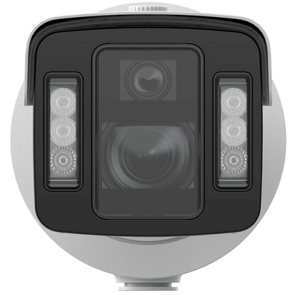 [TandemVu] Bala IP Dual 4 Megapixel (2 Lentes) / Lente Fijo (4 mm / ColorVu) y Lente Mot. (5 a 20 mm / DarkFighter X) / Luz Dual (IR y Luz Blanca) / IP67 / IK10 / Reconocimiento Facial / ACUSENSE / WDR 140 dB / DeepinView / Búsqueda por Atributos