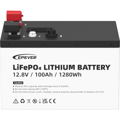 Batería de Litio LiFePO4 12.8Vcc, 100Ah, 1.28KwH, Pantalla LCD para Monitoreo Local, Carcasa Metálica