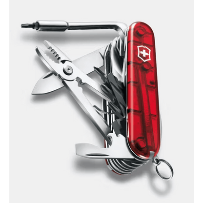 Navaja Multifunción Cyber Tool L / 39 Herramientas Profesionales / Para Técnicos Digitales / Llave Tuercas Tecnológica / Dados Hexagonales D-SUB / Set Bits Phillips-Torx-Hex / ABS-Cellidor Rojo / Fabricación Suiza