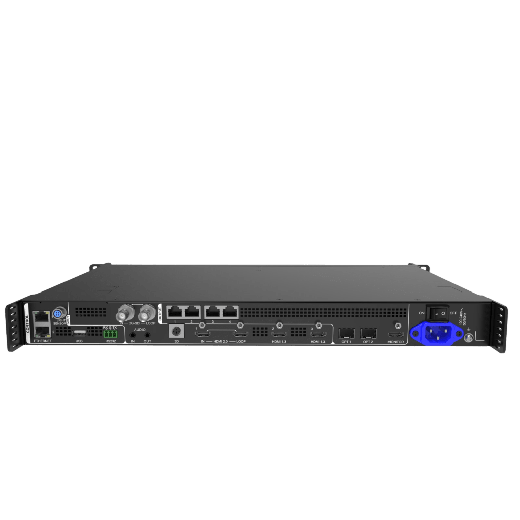 Controlador All-in-One VX400 Pro / Procesamiento de Video 4K×2K@60Hz / 4 Puertos Ethernet Gigabit / 2.6 Millones de Píxeles / 6 Capas de Video / Fibra Óptica 10G / USB 3.0 Playback / Control Remoto