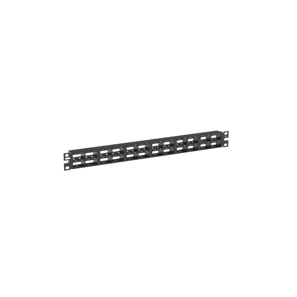 Panel de Parcheo Modular Mini-Com (Sin Conectores), Plano, Blindado, Alta Densidad, de 48 Puertos, 1UR