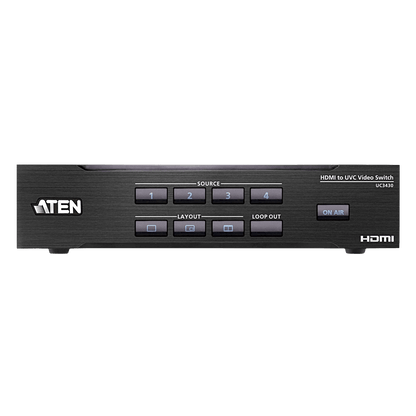 Switcher HDMI a USB 4 Entradas | 4K@60 | USB-C Streaming | Audio Mixer | PiP/Chroma | Control App