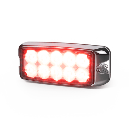 Luz de Advertencia de 5X2" 10 LED, Rojo/Azul, Bisel Cromado, Lente Transparente