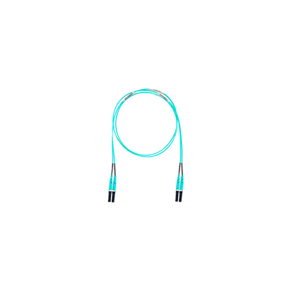 Jumper de Fibra Optica Multimodo 50/125 OM4, LC-LC Duplex, OFNR (Riser), Color Aqua, 25 Metros