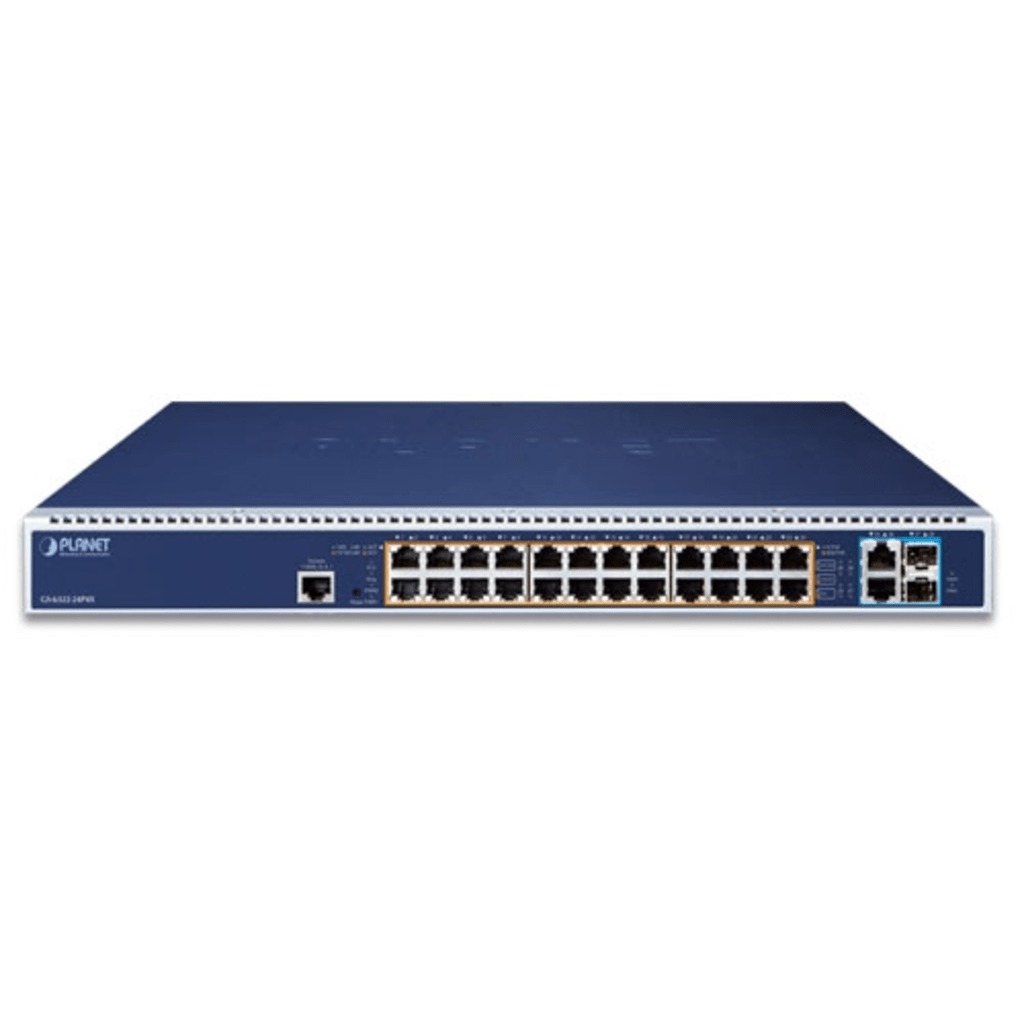 Switch admistrable Capa 3, 24 Puertos 10/100/1000T 802.3bt PoE +,  2 Puertos 10GBASE-T +,  2 Puertos 10G SFP+, Dos Ranuras Para Fuente de Alimentación Modular