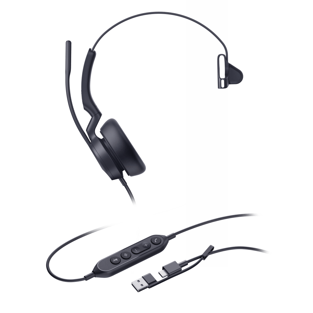 Diadema Alambrica Profesional UH46 Mono de Yealink con Conexión USB-C/A y Cancelación de Ruido por IA