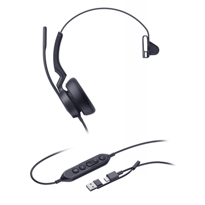 Diadema Alambrica Profesional UH46 Mono de Yealink con Conexión USB-C/A y Cancelación de Ruido por IA