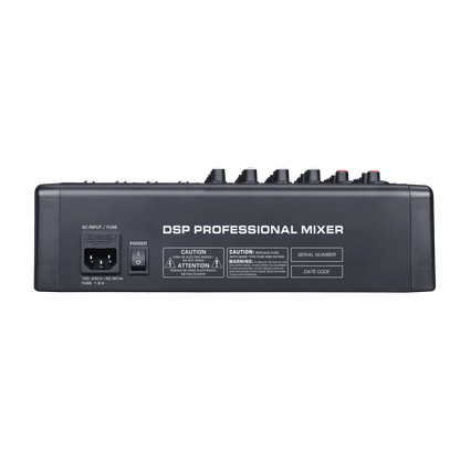 Consola de Mezcla Analógica | 8 Canales | 6 Entradas Mic/Línea | 12 Salidas | DSP Efectos | USB Media | Bluetooth | Montaje en Rack