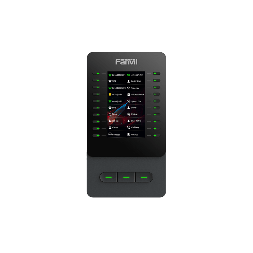 Módulo de Expansión EM60 con Pantalla a Color / 4.3 Pulgadas 480x272 / 60 Teclas Programables DSS / USB Tipo-C / Compatible con V65-V66-V66 Pro / Cascada hasta 4 Módulos / Con Soporte Ajustable