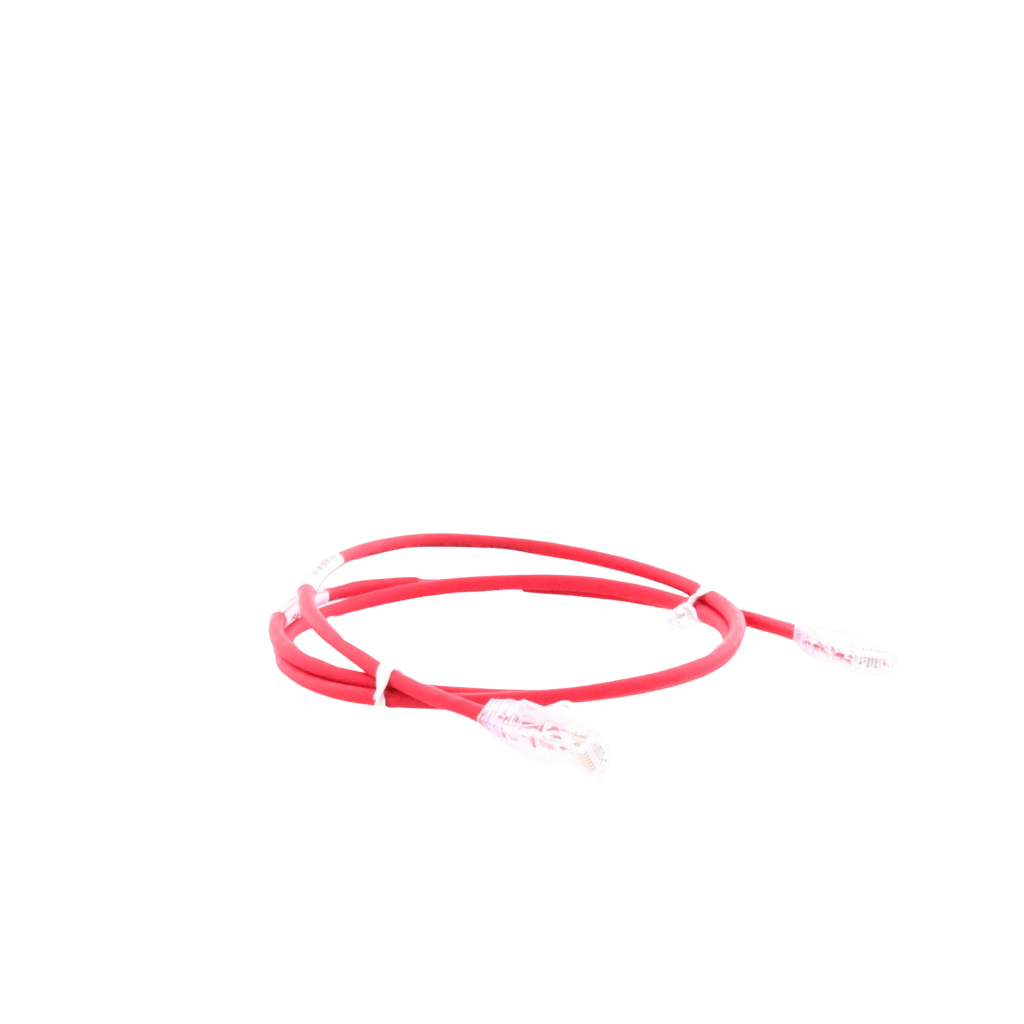 Cable de Parcheo TX6, UTP Cat6, Diámetro Reducido (28AWG), Color Rojo, 0.61 Metros (2 Pies)