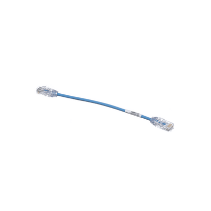 Cable de Parcheo UTP Cat6A, CM/LSZH, Diámetro Reducido (28AWG), Color Azul, 20 cm (7.87 pulgadas).