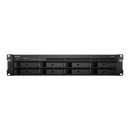 Servidor de Almacenamiento en Red Synology RackStation RS1221RP+ | 8 Bahías | Expandible a 12 Bahías | CPU AMD Ryzen V1500B | 4 GB DDR4 ECC | RAID Soportado | 10/25GbE | Virtualización Certificada | Protección de Datos Integral
