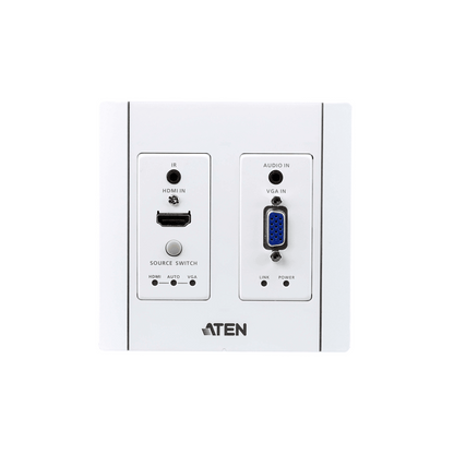 Transmisor HDBaseT | HDMI y VGA | Placa de Pared US / PoH (4K a 100 m) | (HDBaseT Class A) (PoH PD)