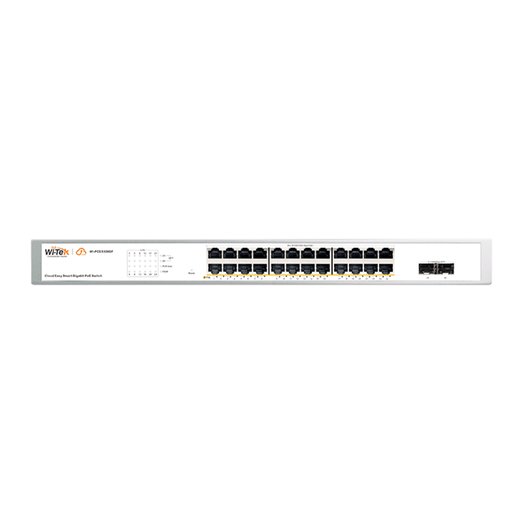 Switch Administrable PoE  / 24 puertos PoE af/at Gigabit /  2 x SFP Gigabit / Administración Cloud Gratuita / Presupuesto 370 W
