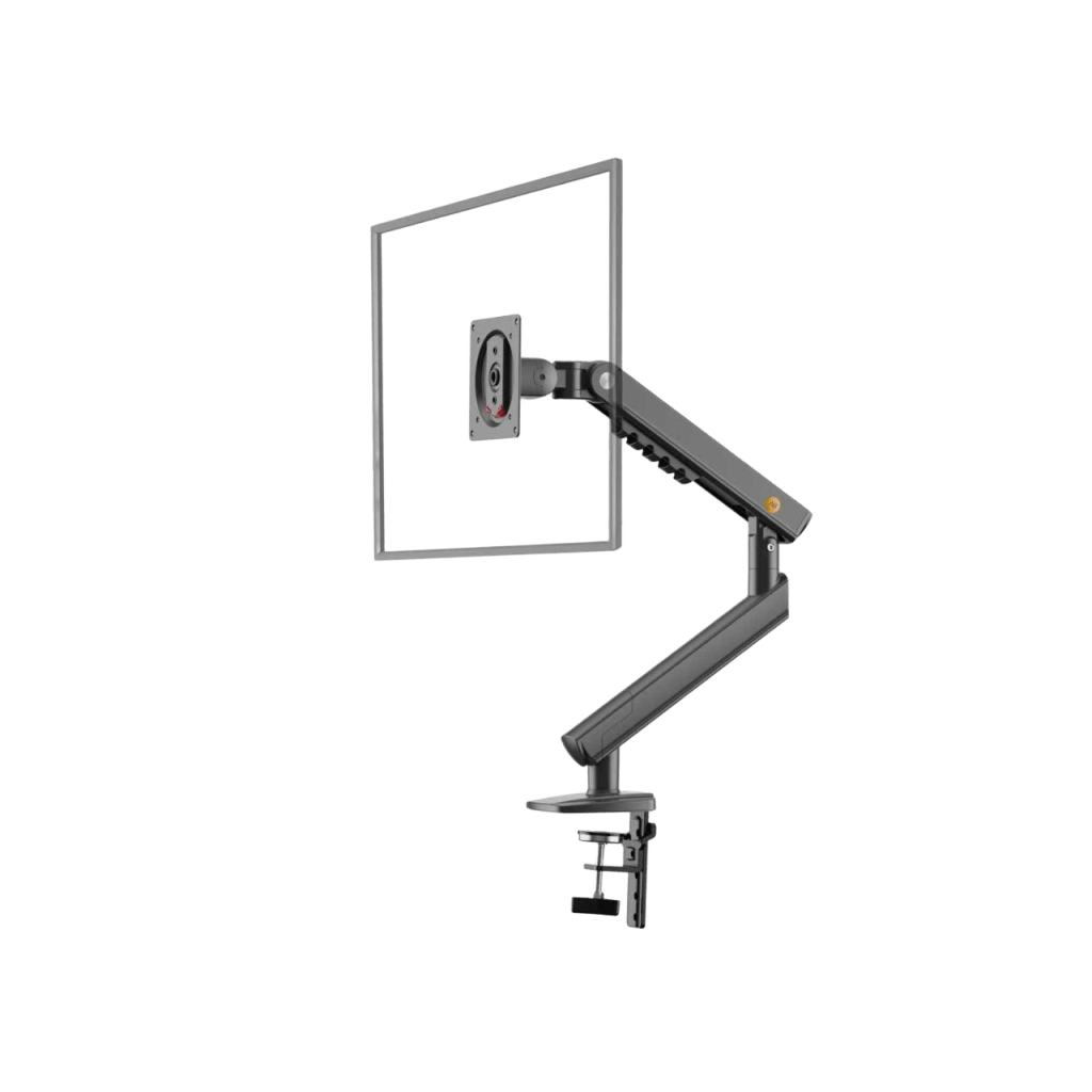 Brazo Ergonómico para Monitor / Soporte 17"-32" / Carga 2-7 kg / Ajuste de Tensión / Rotación ±90° / Instalación Abrazadera o Pasacables