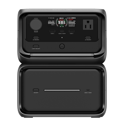 EcoFlow River 3 | Estación de Energía Portátil 858Wh Litio LFP / 2 AC 300 W (Max. 550W) / 1 USB-C 100W / 2 USB -A 12W / Cargador de Coche 8A a 12 o 24V / Conectividad WiFi y Bluetooth (App) / Carga Solar 110W Max.