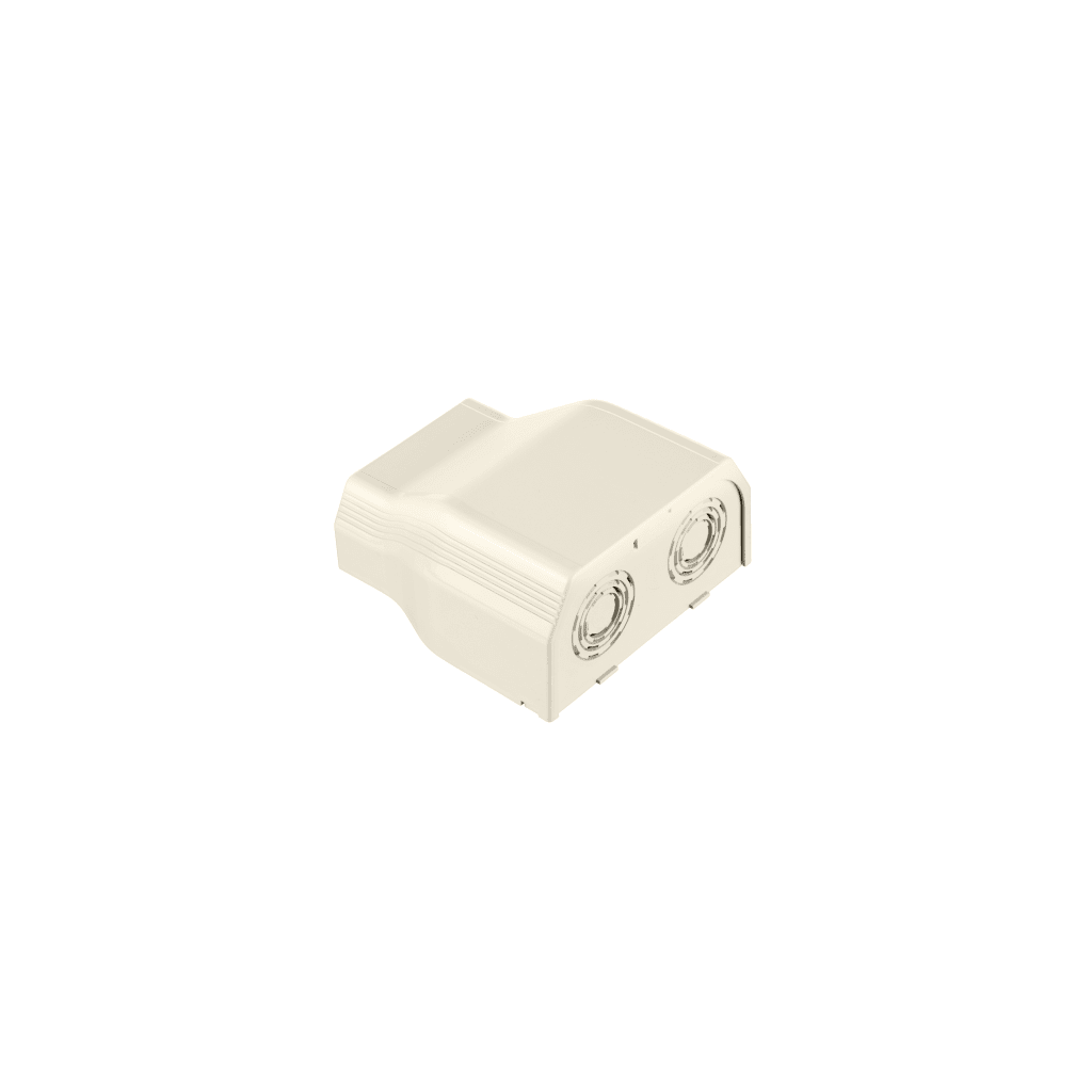 Conexión de tubería a canaleta T70, Salidas de 1/2", 3/4", 1" y 1 1/4", material ABS, Color Blanco Mate