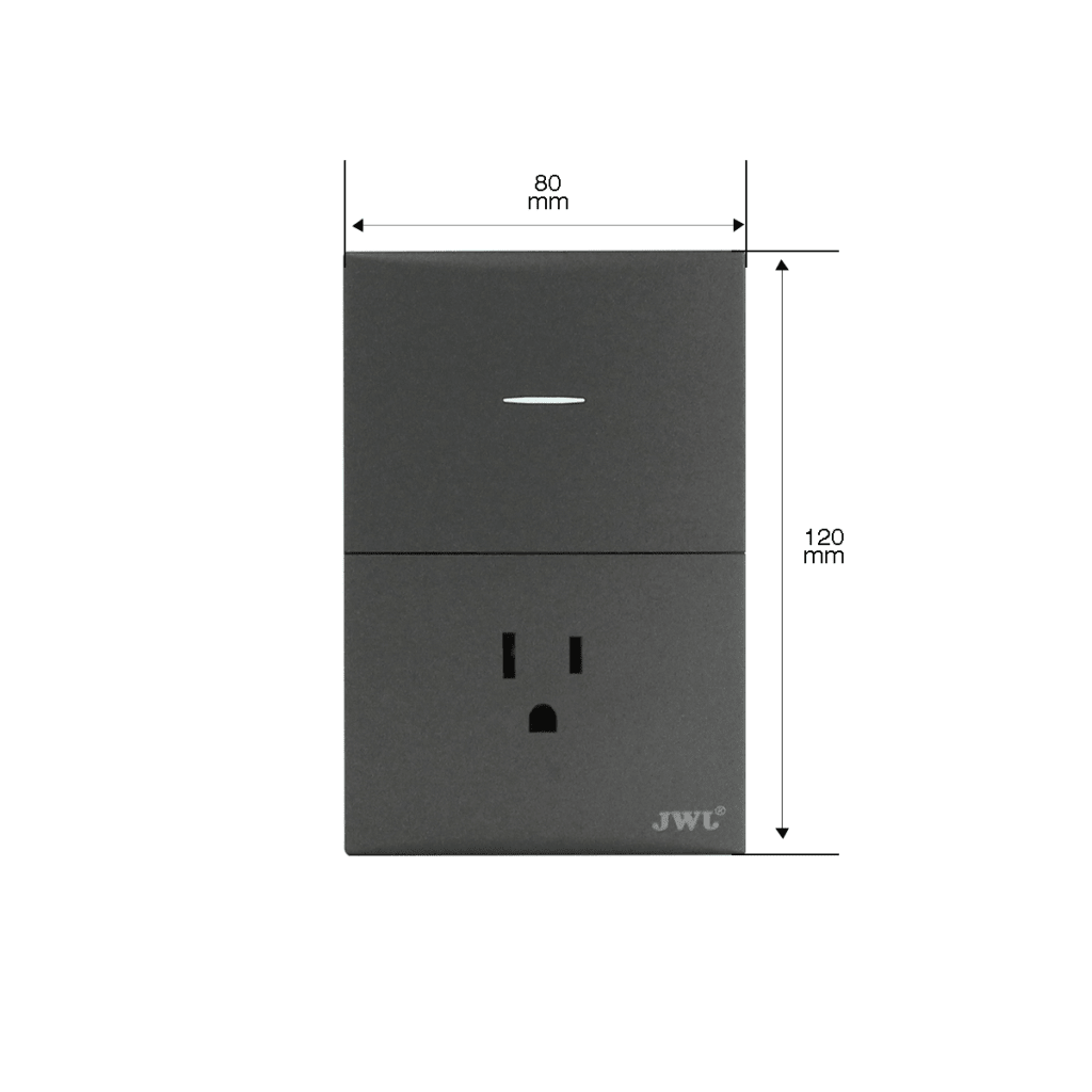 Placa con Interruptor Sencillo y 1 Toma  Corriente 10 -15 A 127 V  60 Hz.