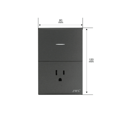 Placa con Interruptor Sencillo y 1 Toma  Corriente 10 -15 A 127 V  60 Hz.