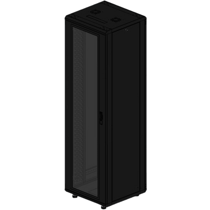 Gabinete rackeable de piso de 42U, compatible con estándar 19 pulgadas, equipado con puerta frontal de cristal para una mejor visibilidad y presentación profesional
