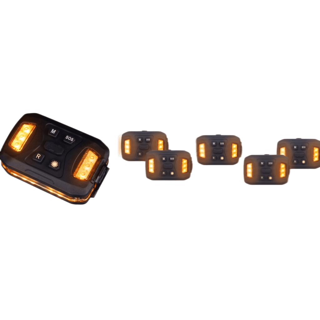 Luz Auxiliar Recargable, 26 LEDs, Rojo/Azul/Blanco, Incluye Clip y Base Magnética