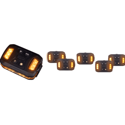 Luz Auxiliar Recargable, 26 LEDs, Rojo/Azul/Blanco, Incluye Clip y Base Magnética