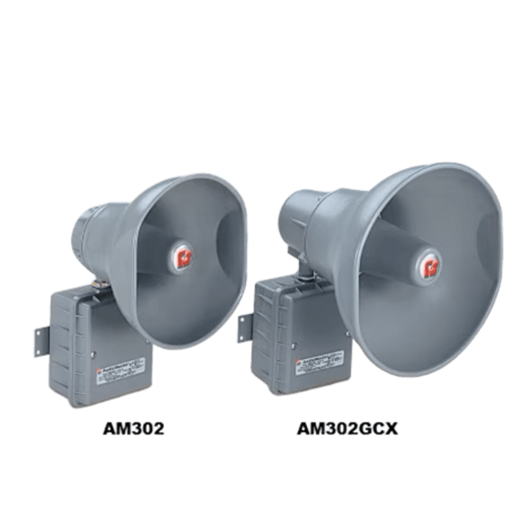 Altavoz de anunciamiento publico a prueba de explosiones AudioMaster®, Listado UL y cUL para Clase I, División 1, Grupos B, C y D; Clase I, División 2, Grupo A, B, C y D; Clase II, División 2, Grupos F y G, de Potencia Ajustable