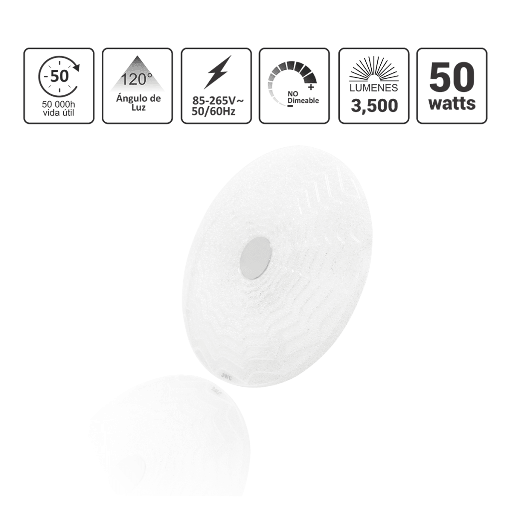 Lámpara de Techo LED / 40W / 3000 Lúmenes / 3 Temperaturas de Color (2700K-6500K) / IP20 Interior / Vida Útil 50,000 Horas / Material Aluminio y PC / Base Sobreponer