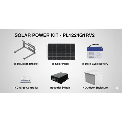 Kit Solar de 14 W con PoE Pasivo 24 Vcc para un radio de Ubiquiti airMAX o Cambium ePMP